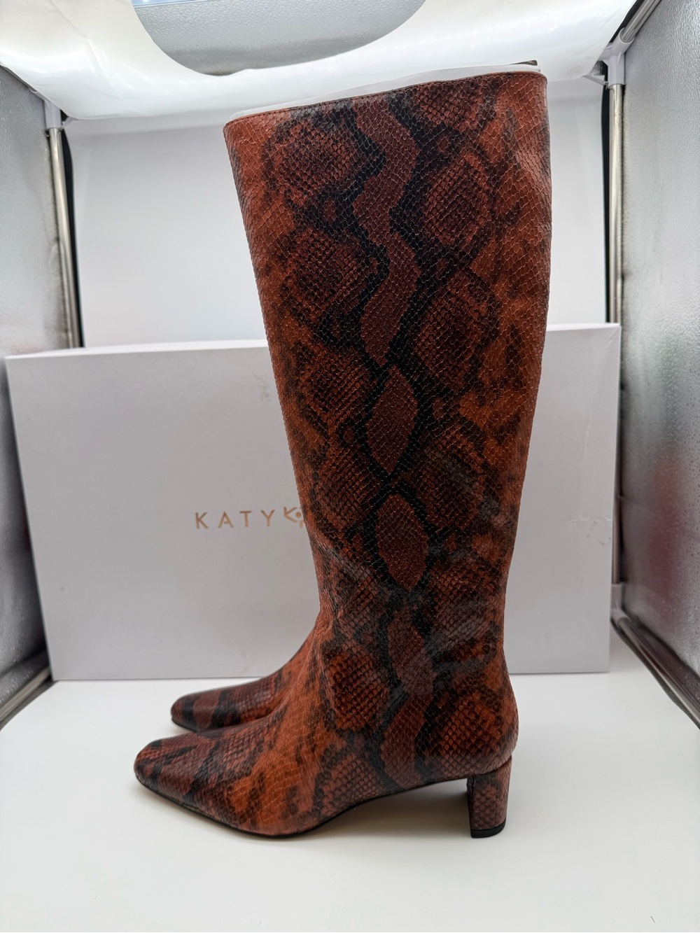 Katy Perry Collections Brown and Black Snake-Print Over-The-Knee Boots - Picture 8 of 8